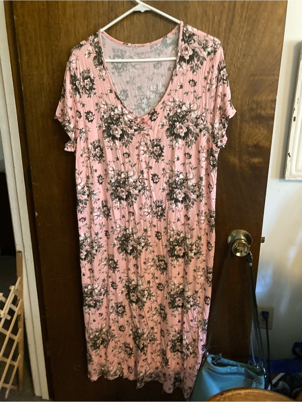 NorthStyle Pink Floral Neckline Maxi Dress